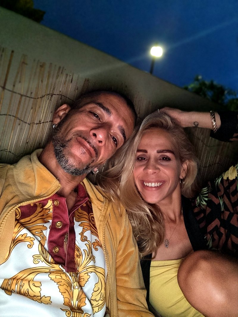 Inbar and Alon laughing in Miami at night